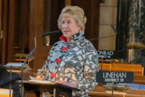 State Sen. Lou Ann Linehan of Elkhorn. April 18, 2024. (Zach Wendling/Nebraska Examiner)