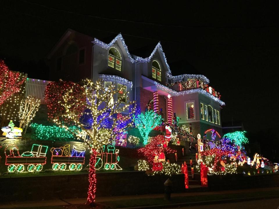 Holiday lights installed by The Christmas Decorators in Staten Island, New York.