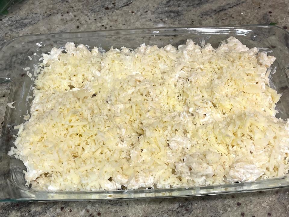 Adding pasta to baking dish for Ina mac and cheese