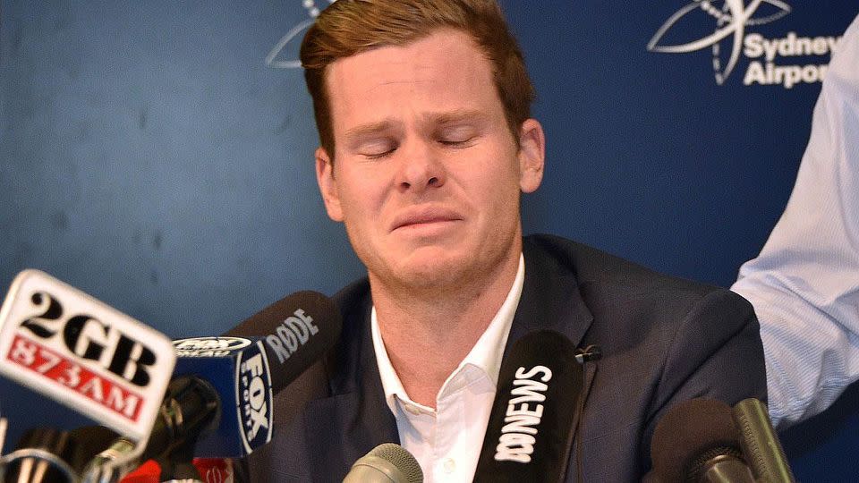 Smith broke down over his parents' hurt. Pic: Getty