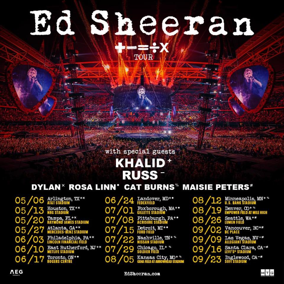 tour dates ed sheeran