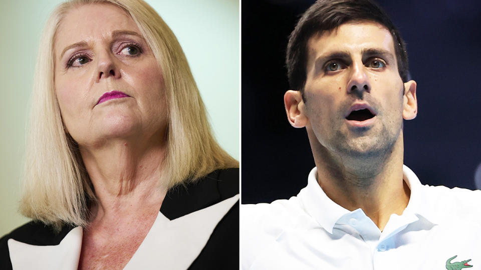 Novak Djokovic could be banned from Australia for up to three years following his deportation on Sunday, Home Affairs Minister Karen Andrews says. Pictures: Getty Images