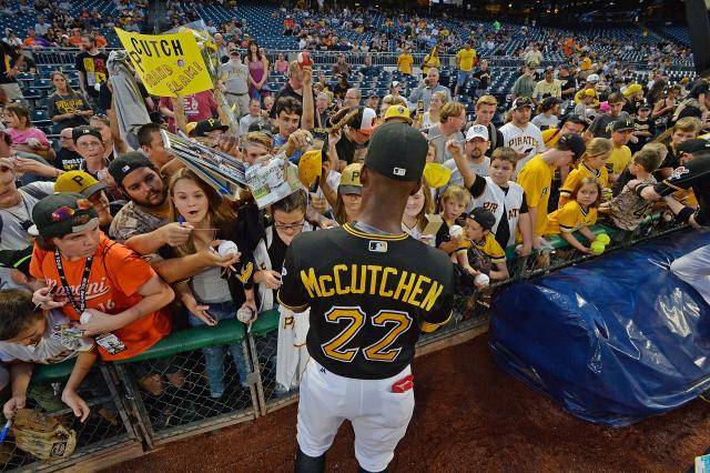 Andrew McCutchen of the Pittsburgh Pirates prior to playing the News  Photo - Getty Images