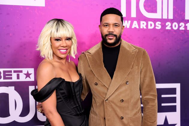 Wendy Raquel Robinson and Hosea Chanchez attend the 2021 Soul Train Awards in November in New York City. (Photo by Theo Wargo/WireImage) (Photo: Theo Wargo via Getty Images)