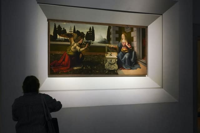 Annunciation by Leonardo Da Vinci, as seen at the Uffizi (Andrew Medichini/AP)