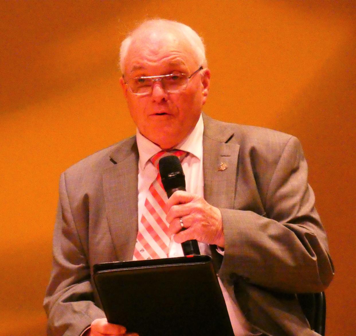 Rick Black, a Republican candidate for Licking County County Commissioner, participates in a forum at C-TEC on Monday, April 25, 2022.