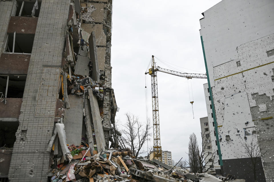 Destruction from Russian shelling in Chernihiv, Ukraine (Justin Yau / Sipa via AP file)