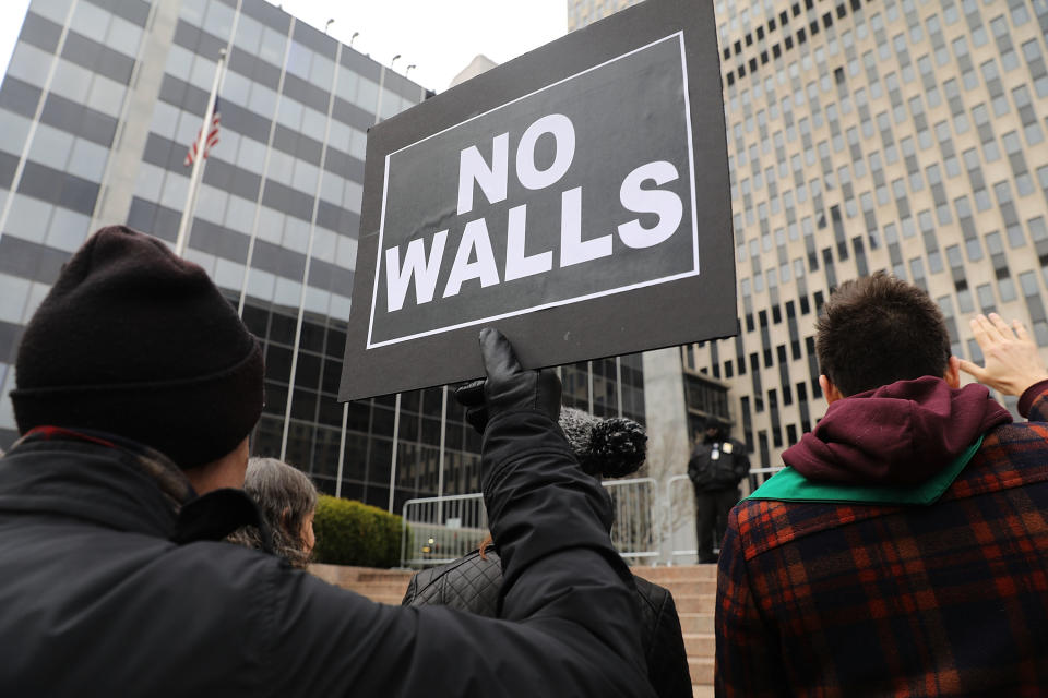 <p>Hundreds of immigration activists, clergy members and others participate in a protest against President Donald Trump’s immigration policies in front of the Federal Building on Jan. 11, 2018 in New York City. (Photo: Spencer Platt/Getty Images) </p>