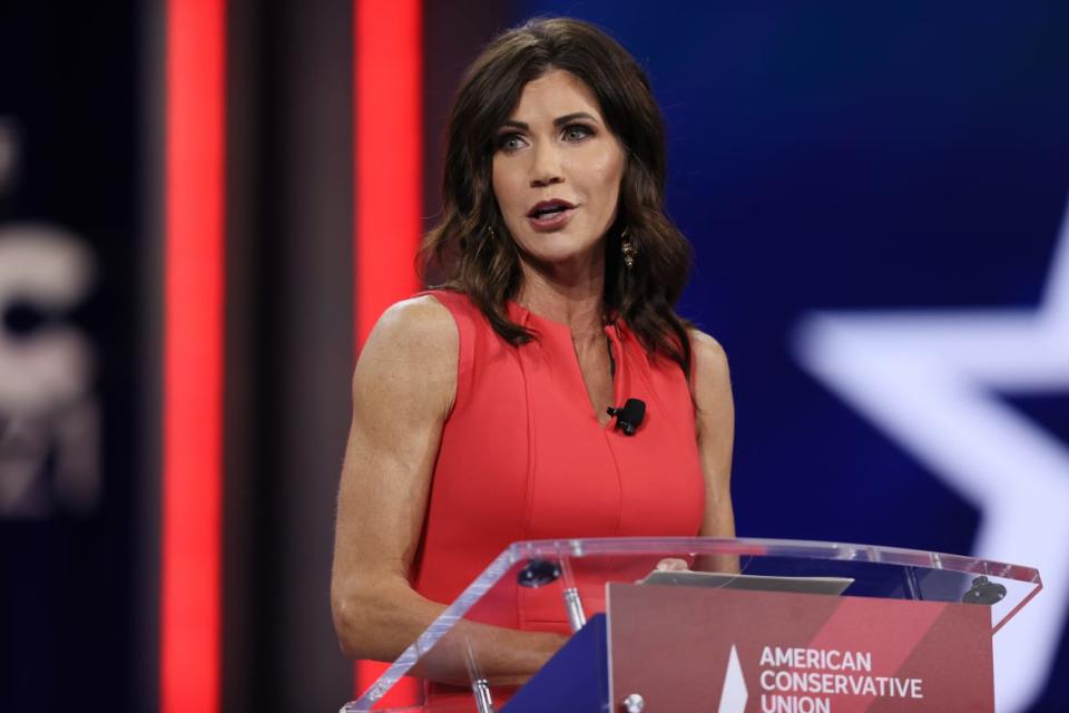 <div class="inline-image__caption"><p>South Dakota Gov. Kristi Noem addresses the Conservative Political Action Conference last year. </p></div> <div class="inline-image__credit">Joe Raedle</div>