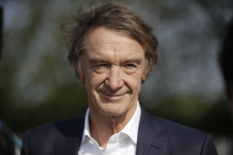 FILE - British billionaire Jim Ratcliffe, the founder of the INEOS Chemicals company, is interviewed by The Associated Press at the Iffley Road Track, in Oxford, England, April 30, 2019. British billionaire Jim Ratcliffe has finally got his hands on Manchester United after securing a stake of up to 25% in the Premier League club. His investment in United — with the club confirming a deal on Sunday Dec. 24. 2023. subject to Premier League approval — comes after moves elsewhere in European soccer that could have seen him take control of one of United’s main Premier League rivals as recently as last year. (AP Photo/Matt Dunham, File)