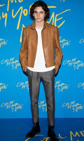 <p>Marc Piasecki/Getty</p> Timothee Chalamet attends the 'Call me by your name' Premiere on January 26, 2018 in Paris, France.