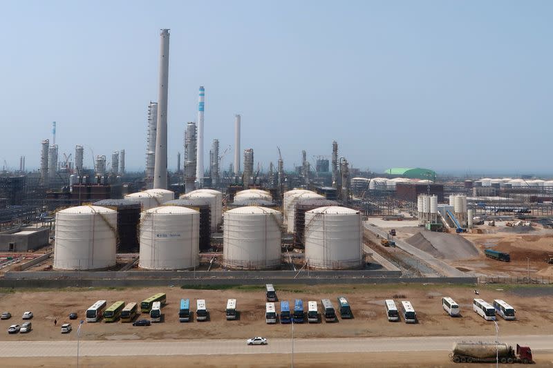 FILE PHOTO: Hengli Petrochemical's new refining, petrochemical complex is seen at Changxing island in Dalian