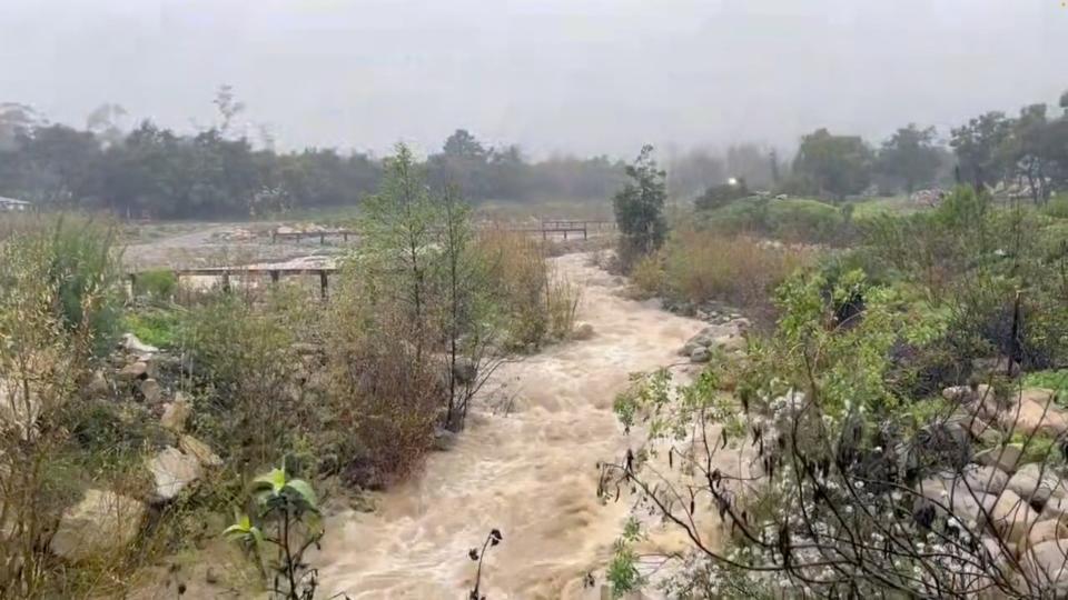 Floodwaters swell California’s San Ysidro Creek (via REUTERS)