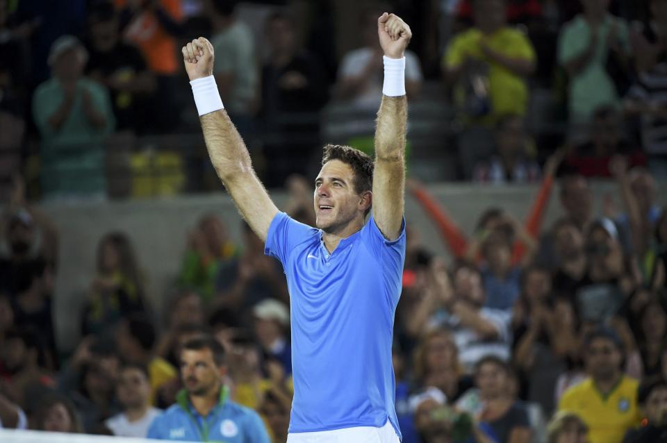 Juan Martin del Potro celebrates after beating Novak Djokovic. (Reuters)