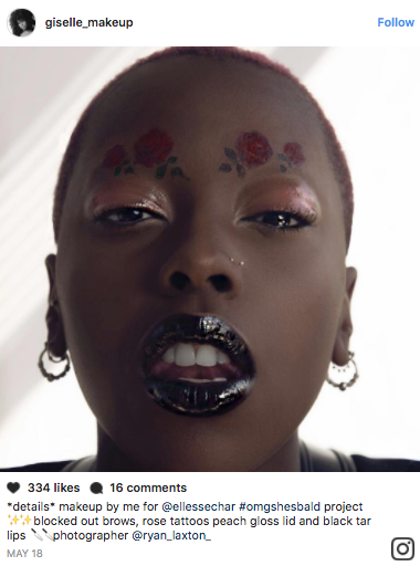 You can wear temporary tattoos as an adult with this fun Instagram eye makeup/ lip art trend. MUAs top the tatts with gloss to elevate the look.