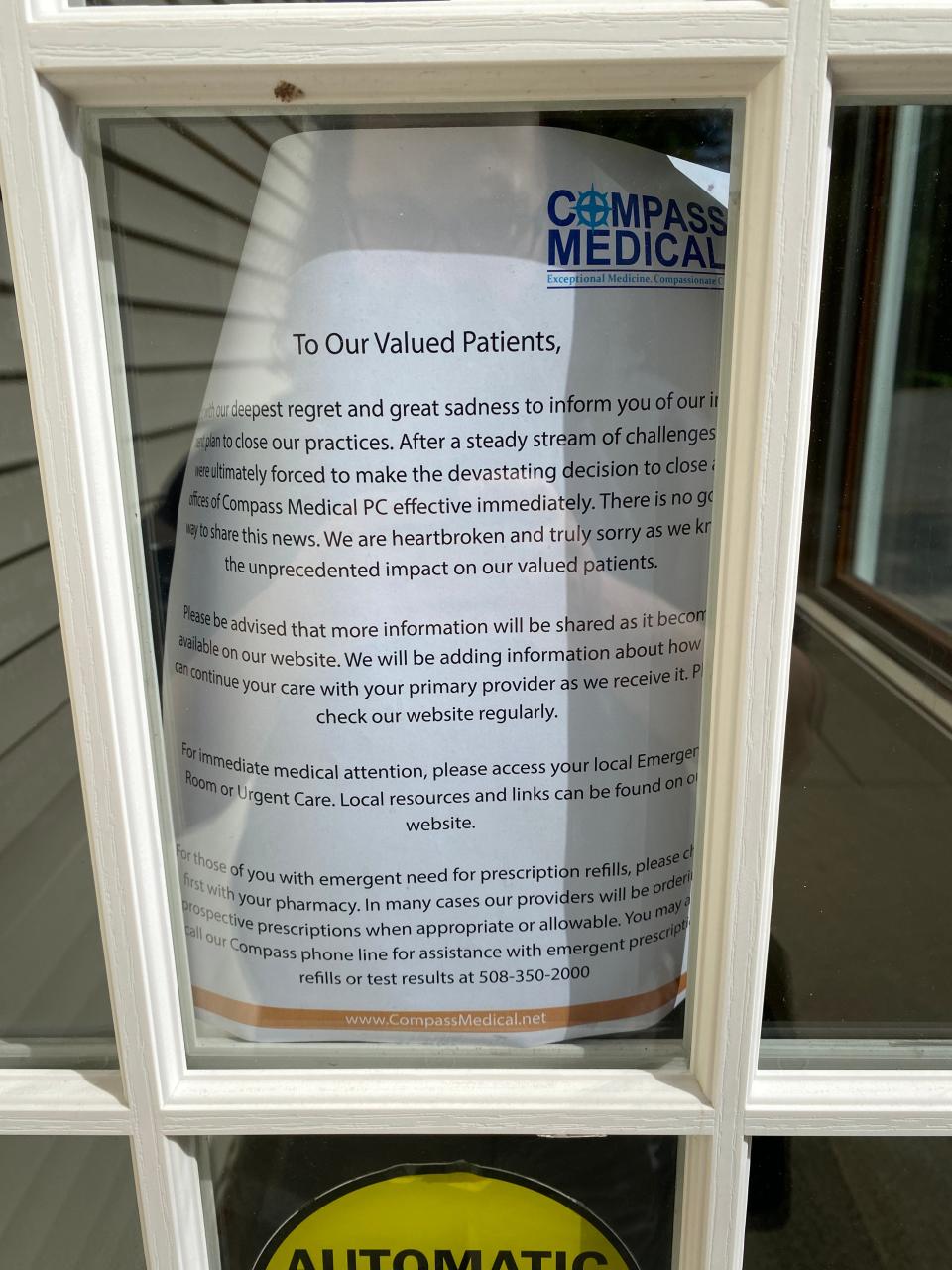 Compass Medical's Taunton facility, located at 152 Dean St., closed down abruptly on May 31, 2023, along with every branch location.  Photo taken June 1, 2023.