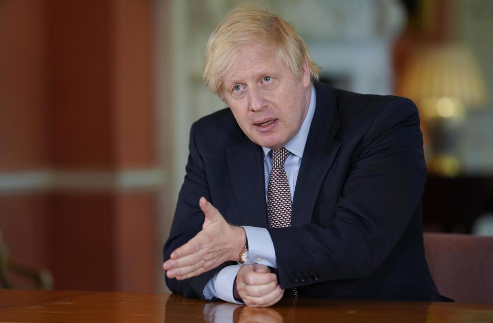 In this handout image provided by No 10 Downing Street, Britain's Prime Minister Boris Johnson records a televised message to the nation released on May 10, 2020. Photo by No 10 Downing Street via Getty Images