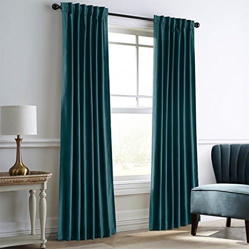 14) Dreaming Casa Teal Green Velvet Curtains for Living Room Thermal Insulated Rod Pocket Back Tab Window Curtain for Bedroom 2 Panels 52" W x 84" L
