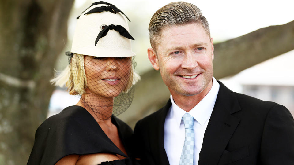 Pip Edwards and Michael Clarke, pictured here at the Everest Race Day at Royal Randwick.