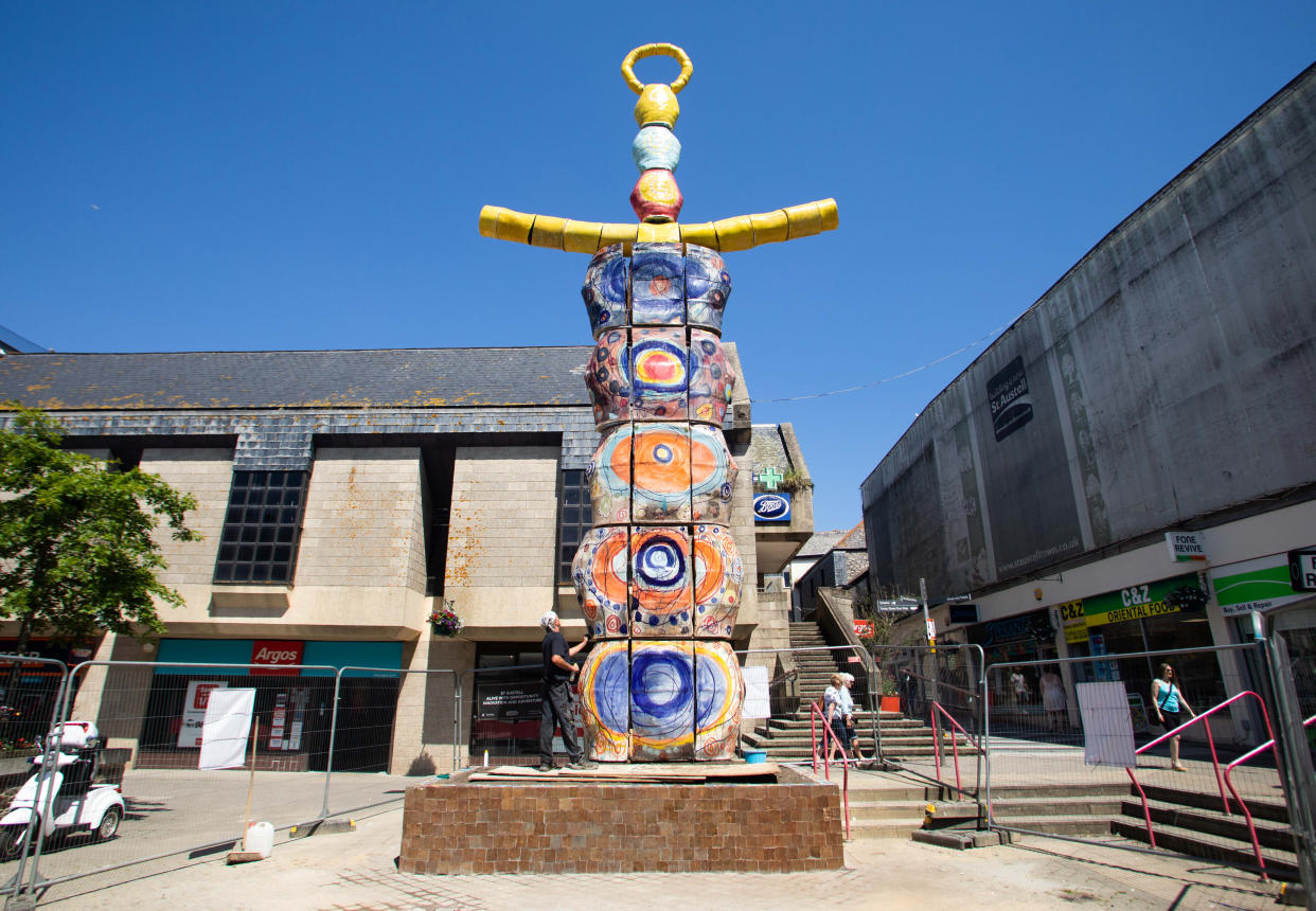 The 'Earth Goddess' statue has sparked a backlash in St Austell, Cornwall. (SWNS)