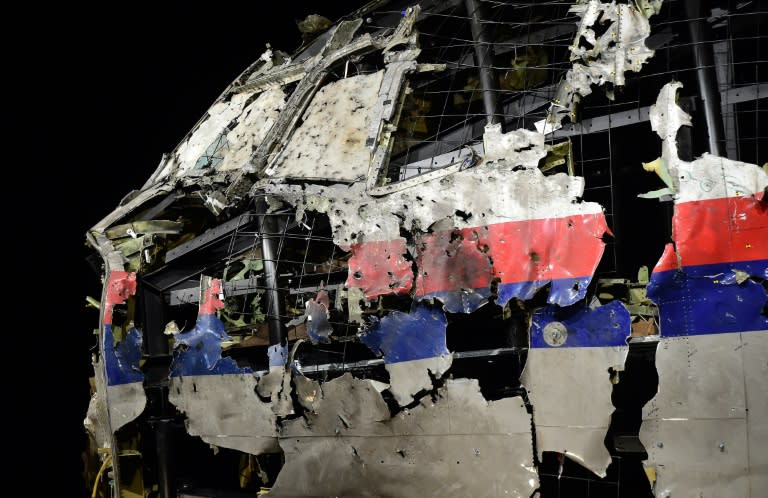 The wrecked cockipt of the Malaysia Airlines Flight MH17 is exhibited at the Gilze-Rijen airbase in the Netherlands, on October 13, 2015