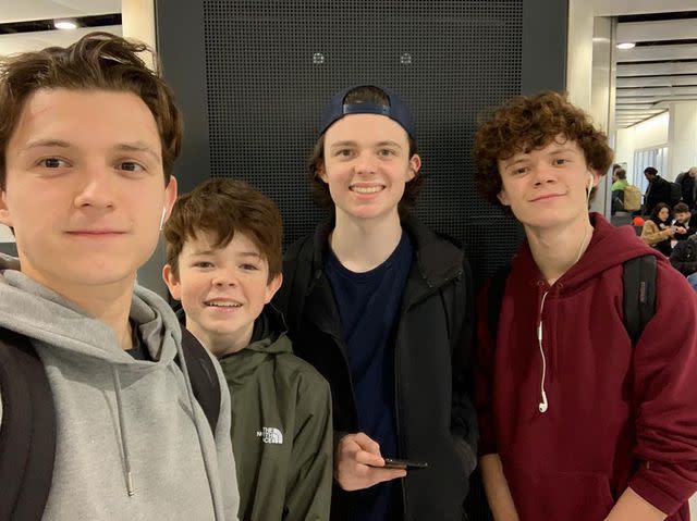 <p>Tom Holland Instagram</p> Tom Holland, Paddy Holland, Sam Holland, and Harry Holland