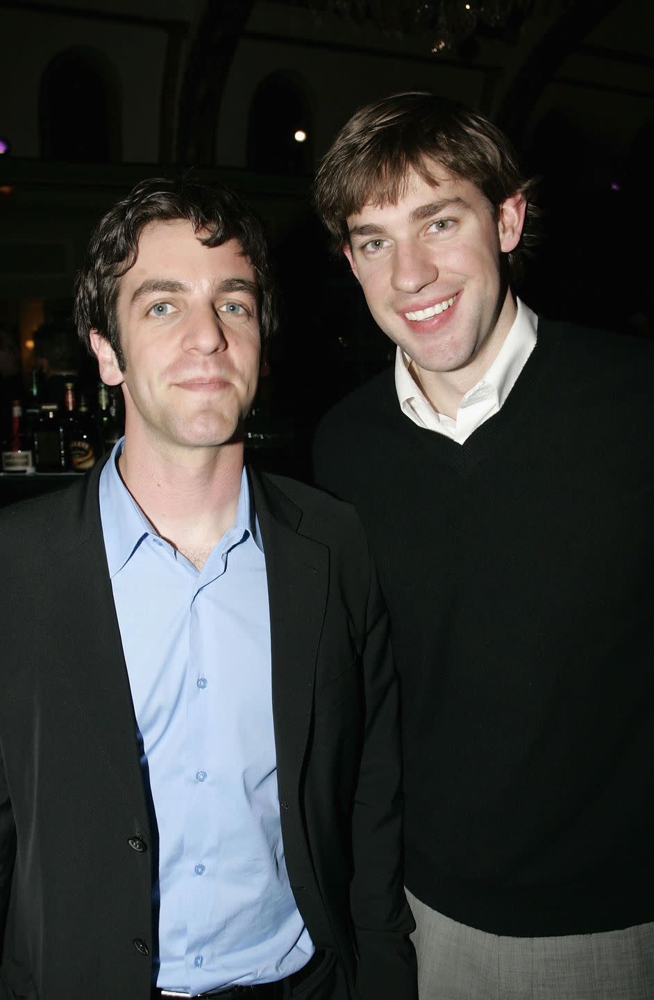 <p>The actors behind <em>The Office</em>'s Ryan and Jim are also former classmates, alumni of Newton South High School. BJ Novak shared a few memories about their relationship on <em><a href="https://www.youtube.com/watch?v=xQ1Yy0kjvjA" rel="nofollow noopener" target="_blank" data-ylk="slk:The Ellen Show;elm:context_link;itc:0;sec:content-canvas" class="link ">The Ellen Show </a></em>in 2014. "John Krasinski and I have known each other our whole lives in the weirdest, most coincidental way," Novak told Ellen. "We played little league together!"</p>