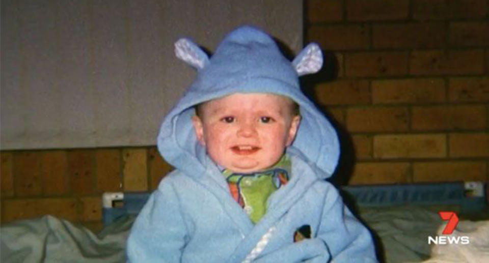 Jordan Thompson was 21 months old when he stopped breathing and died at a home in Singleton in 2005. Source: 7 News