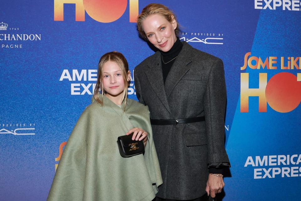 NEW YORK, NEW YORK - DECEMBER 11: Luna Thurman-Busson and Uma Thurman attend "Some Like It Hot" Broadway opening night at Shubert Theatre on December 11, 2022 in New York City. (Photo by Jason Mendez/Getty Images)