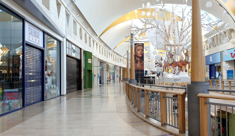 A view of Bluewater shopping centre in Stone, Kent, after after Prime Minister Boris Johnson cancelled Christmas for almost 18 million people across London and eastern and south-east England, after scientists warned of the rapid spread of the new variant coronavirus.