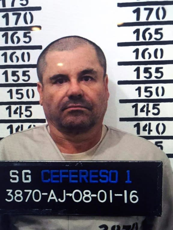 Mexican drug lord Joaquin Guzman Loera aka "El Chapo" taken on January 8, 2016, as he was imprisoned in Almoloya de Juarez, Mexico State