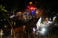 <p>Rescuers work at the site of a crashed bus in Hong Kong, China, Feb. 10, 2018. (Photo: China Daily via Reuters) </p>