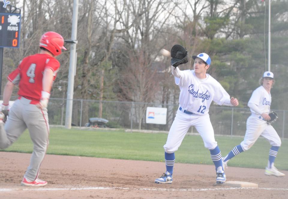 Coen Stoner makes the play at first for an out for the Cats.