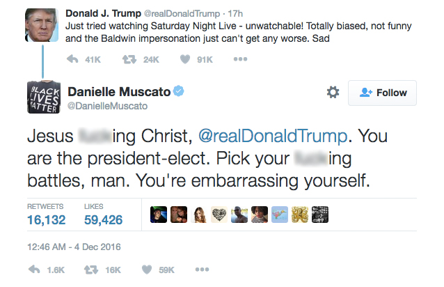 Muscato's response to Trump. (Twitter/@DanielleMuscato)