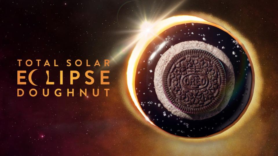 Krispy Kreme is introducing a limited-time, all-new “Total Solar Eclipse Doughnut.” Krispy Kreme