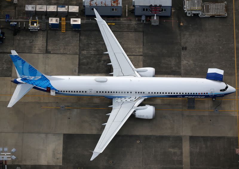 Aerial view of Boeing planes