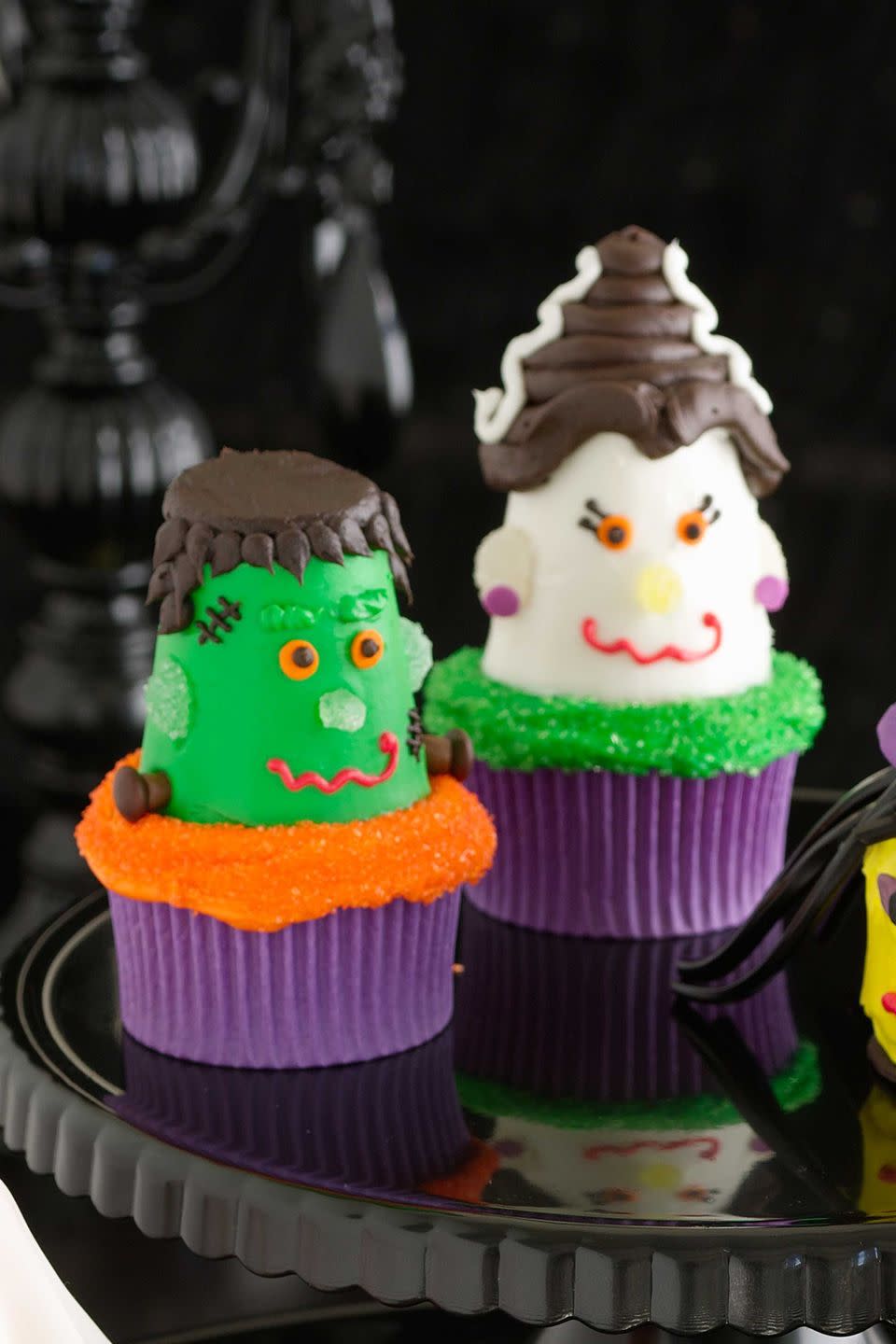 <p>After assembling these fun cupcakes, it's traditional to then cackle "They're alive" at the top of your lungs while lightning flashes. </p><p><strong><a href="https://www.countryliving.com/food-drinks/recipes/a31874/frankenstein-cupcakes-122189/" rel="nofollow noopener" target="_blank" data-ylk="slk:Get the recipe for Frankenstein Cupcakes" class="link ">Get the recipe for Frankenstein Cupcakes</a>.<br></strong></p><p><strong><a href="https://www.countryliving.com/food-drinks/recipes/a31748/bride-of-frankenstein-cupcakes-122190/" rel="nofollow noopener" target="_blank" data-ylk="slk:Get the recipe for Bride of Frankenstein Cupcakes" class="link ">Get the recipe for Bride of Frankenstein Cupcakes</a>.<br></strong></p>