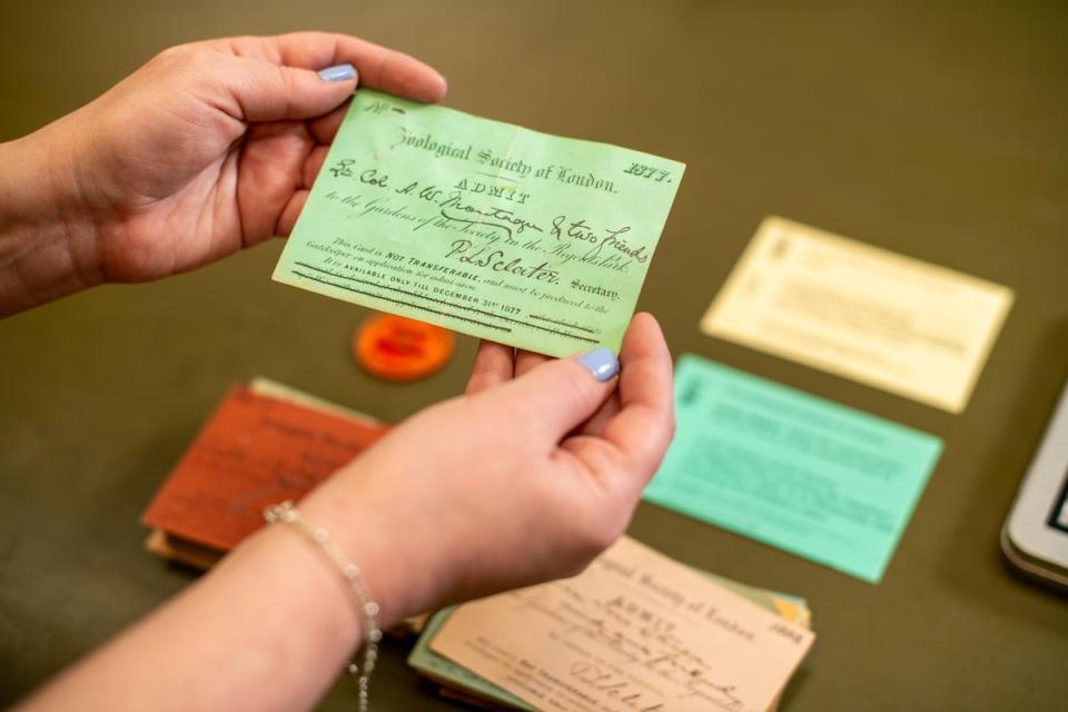 Event admission cards from 1877 at the zoo (Jas Lehal, PA)
