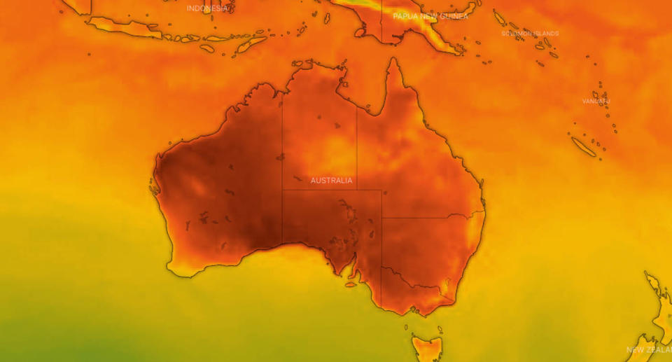 Australia's heatmap for 3pm on Monday. Source: Windy.com