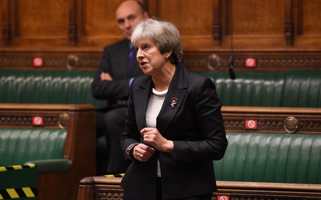 Theresa May speaking during a debate ahead of a vote on new coronavirus lockdown measures - JESSICA TAYLOR /UK PARLIAMENT 