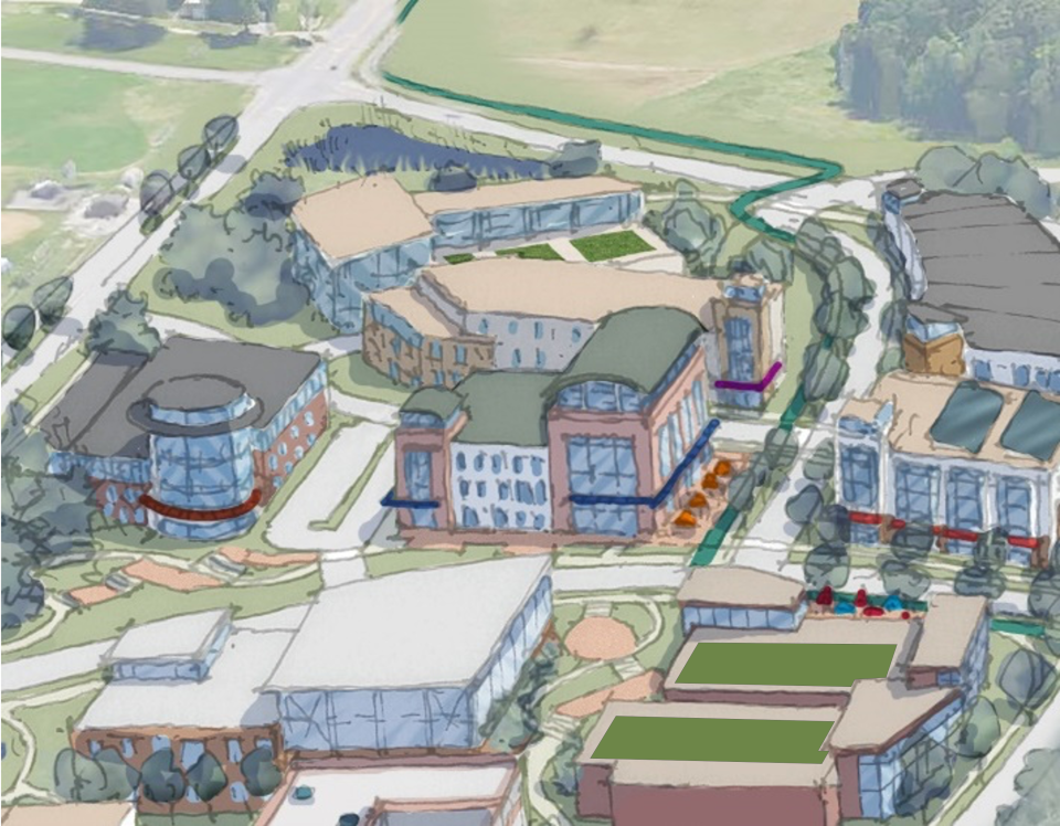 The University of New Hampshire is planning a major mixed-use development near its border with Lee called The Edge, seen in a preliminary image on the west edge of campus near Durham's border with Lee. The project is expected to include a new ocean and Great Lakes mapping facility through a partnership with the National Oceanic and Atmospheric Administration.