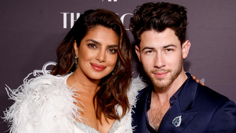 Priyanka Chopra Jonas and Nick Jonas at the South Asian Excellence at the Oscars held at the Paramount Studio Lot on March 9, 2023 in Los Angeles, California.