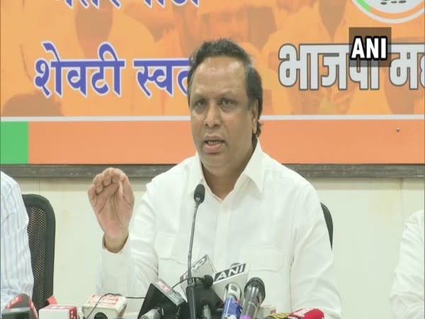 BJP leader Ashish Shelar addressing a press conference in Mumbai on Monday.