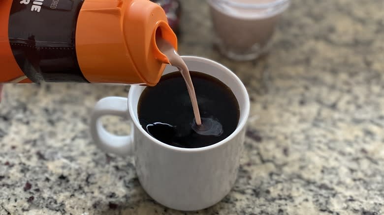 Dunkin' Brownie Batter Creamer pouring