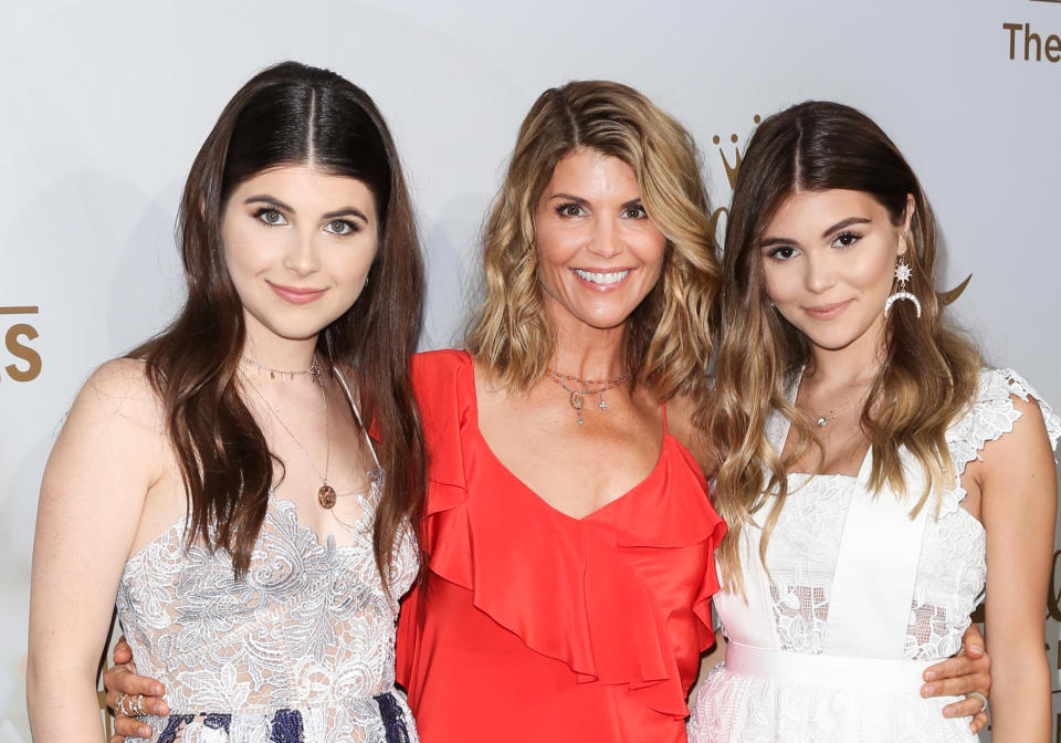 Loughlin with daughters Isabella and Olivia. Source: Getty