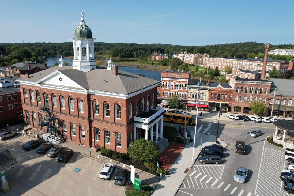 An aerial view of the historic Exeter Town Hall, the location of the Republican Candidate Town Hall Forums presented by Seacoastonline and USA TODAY Network Oct. 10-15.