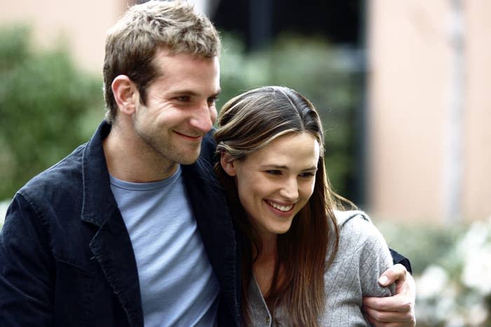 Bradley Cooper and Jennifer Garner hugging and smiling