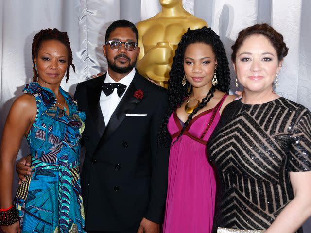 <p>Randy Shropshire/Getty</p> Lisa Simone Kelly, Jayson Jackson, Reanna Simone Kelly and director Liz Garbus attend the 88th Annual Academy Awards on February 28, 2016 in Hollywood, California.