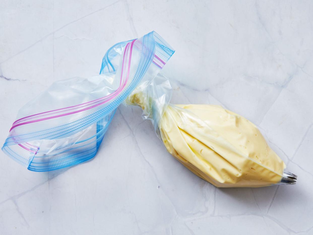 frosting in a freezer bag with a piping tip
