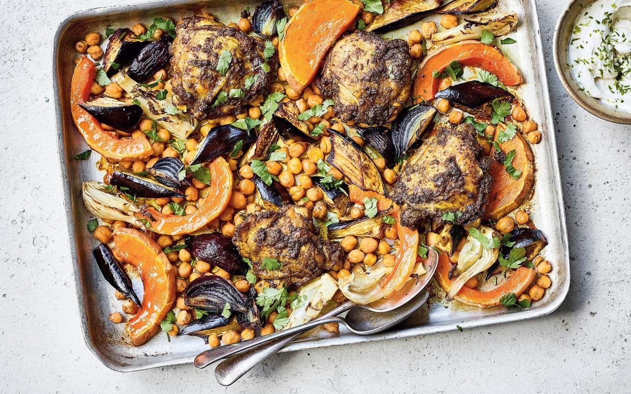 Spiced chicken and vegetable tray bake - 